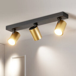 Harper Living 3-Way Adjustable Ceiling Spotlights, Gu10 Track Lighting Kit With Rotatable Heads, Matt Black & Gold - thumbnail 1