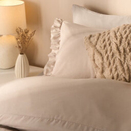 Ohs Frill Edge Duvet Cover Set Microfibre Quilt Decor Bedding, Natural - thumbnail 2