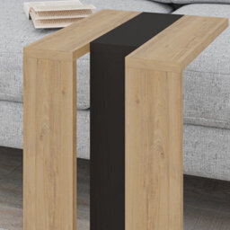 Decortie Muju Modern C-Shape Side End Coffee Table Multipurpose Sofa Lap Oak, Silky Grey Black, Oak H 57Cm - thumbnail 4