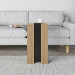 Decortie Muju Modern C-Shape Side End Coffee Table Multipurpose Sofa Lap Oak, Silky Grey Black, Oak H 57Cm - thumbnail 5