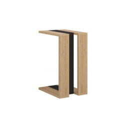 Decortie Muju Modern C-Shape Side End Coffee Table Multipurpose Sofa Lap Oak, Silky Grey Black, Oak H 57Cm - thumbnail 2