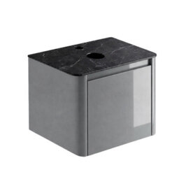 Plum&clay Mayfair Gloss Light Grey Wall Hung Bathroom Vanity Unit With Black Slate Countertop (W)550mm (H)406mm - thumbnail 2