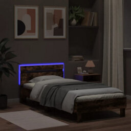Walplus Engineered Wood Bed Frame With Headboard Rgb Led Lights And Slatted Base For Bedroom - thumbnail 4