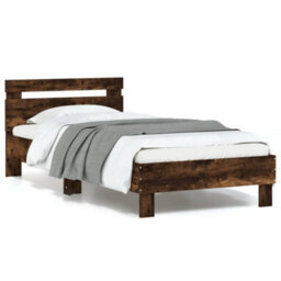 Walplus Engineered Wood Bed Frame With Headboard Rgb Led Lights And Slatted Base For Bedroom - thumbnail 1