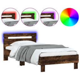Walplus Engineered Wood Bed Frame With Headboard Rgb Led Lights And Slatted Base For Bedroom - thumbnail 2