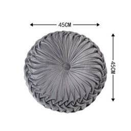 Living And Home Grey Round Pumpkin Pleated Velvet Pillow Sofa Cushion 45Cm - thumbnail 6