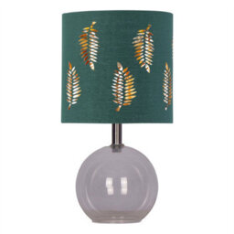 First Choice Lighting Set Of 2 Buck - Clear Glass Table Lamps With Dark Green Fern Shade - thumbnail 2