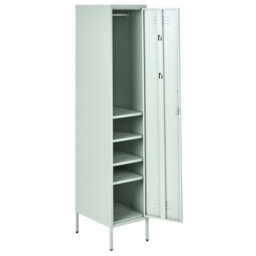 Wyld And Coco Mintcraft Metal Storage Cabinet With Locking Double Doors, 5 Adjustable Shelves And Rail, Mint Green - thumbnail 5