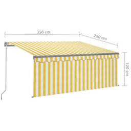 Berkfield Manual Retractable Awning With Blind&led 3.5X2.5M Yellow&white - thumbnail 7