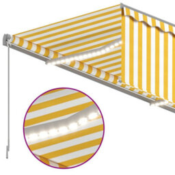 Berkfield Manual Retractable Awning With Blind&led 3.5X2.5M Yellow&white - thumbnail 5