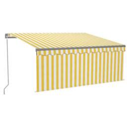 Berkfield Manual Retractable Awning With Blind&led 3.5X2.5M Yellow&white - thumbnail 2
