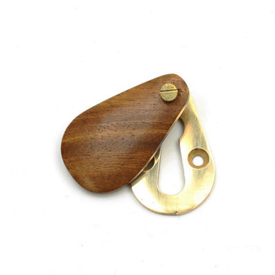 Oakcrafts - Peardrop Design Escutcheon With Cover In Teak And Brass - image 1