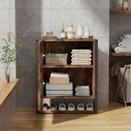 Bathroom Wall Cabinet With Mirror Wooden Cosmetics Storage Shelf Rack - thumbnail 4