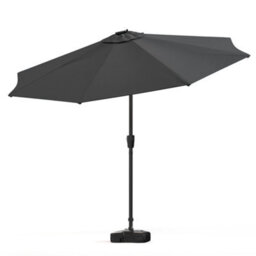 Living And Home 3M Large Garden Led Parasol Outdoor Beach Umbrella With Light Sun Shade Crank Tilt With Square Base,  Dark Grey - thumbnail 4