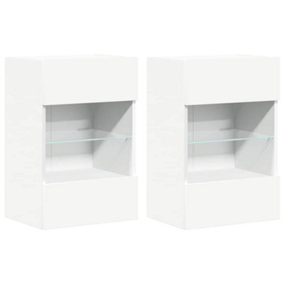 Berkfield Durable Tv Wall Cabinets With Led Lights 2 Pcs White 40X30X60.5 Cm - image 1