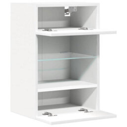 Berkfield Durable Tv Wall Cabinets With Led Lights 2 Pcs White 40X30X60.5 Cm - thumbnail 7