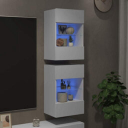 Berkfield Durable Tv Wall Cabinets With Led Lights 2 Pcs White 40X30X60.5 Cm - thumbnail 3