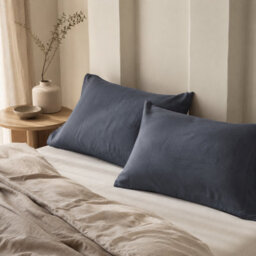 Where Saints Go Ltd Denim Blue Washed Cotton Pillowcases Pack Of 2 50 X 75Cm - thumbnail 2