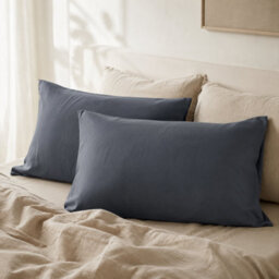 Where Saints Go Ltd Denim Blue Washed Cotton Pillowcases Pack Of 2 50 X 75Cm - thumbnail 6