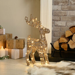 Festive Champagne Gold Lit Christmas Standing Reindeer - 55Cm