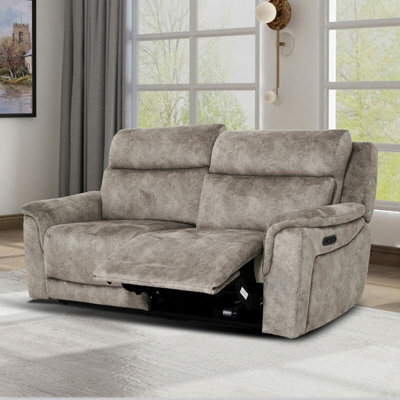 Xample Oscar Grey Fabric 2 Seater Power Reclining Sofa With Power Headrests & Usb/usb-C Ports - Pocket Sprung Seat Cushion Comfort - image 1
