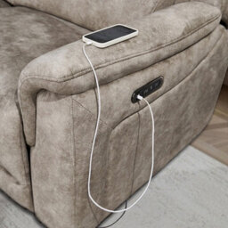 Xample Oscar Grey Fabric 2 Seater Power Reclining Sofa With Power Headrests & Usb/usb-C Ports - Pocket Sprung Seat Cushion Comfort - thumbnail 3