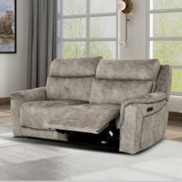 Xample Oscar Grey Fabric 2 Seater Power Reclining Sofa With Power Headrests & Usb/usb-C Ports - Pocket Sprung Seat Cushion Comfort - thumbnail 1