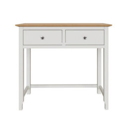 Fwstyle 2 Drawer Dressing Table Vanity Makeup White Linen & Oak (H) 80Cm (W) 90Cm (D) 40Cm - thumbnail 3
