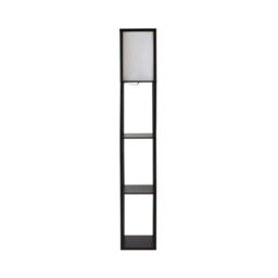 Valuelights Struttura Black Shelving Unit Floor Lamp With Fabric Shade And Bulb - thumbnail 8