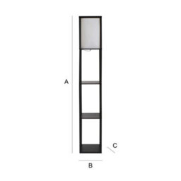 Valuelights Struttura Black Shelving Unit Floor Lamp With Fabric Shade And Bulb - thumbnail 9