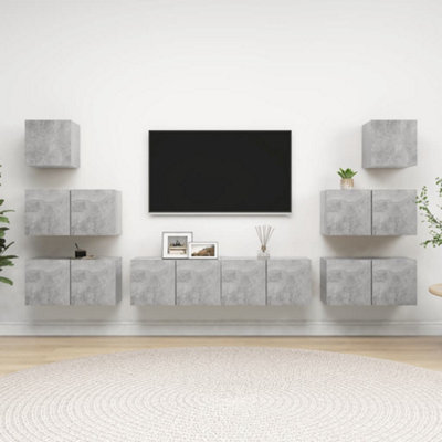 Berkfield 8 Piece Tv Cabinet Set Concrete Grey Engineered Wood - image 1