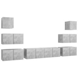Berkfield 8 Piece Tv Cabinet Set Concrete Grey Engineered Wood - thumbnail 2