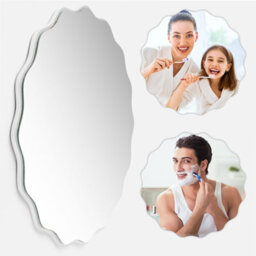 Irregular Wave Mirror 50 Cm Wall Mounted Bathroom Mirror, Large Decorative Irregular Wave Mirror For Bathroom, Washbasin, Living - thumbnail 4