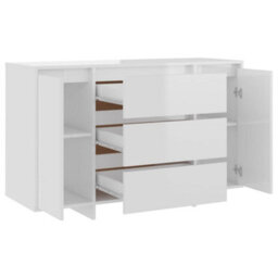 Berkfield Sideboard With 3 Drawers High Gloss White 120X41X75 Cm Engineered Wood - thumbnail 7