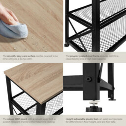 Tectake Shoe Rack Blackpool - Surface Shelf And 2 Grid Shelves, Industrial Style -  - Industrial Wood Light, Oak Sonoma - thumbnail 5
