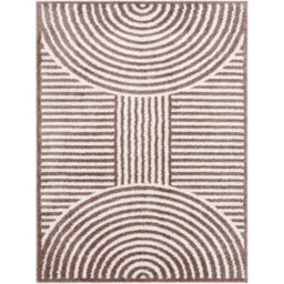 Livabliss Fossay Shaggy-Washable Beige Brown Modern Hig Pile Living Bedroom Rug 120 X 170 Cm Easy Care, Non Shedding - thumbnail 1