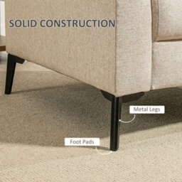 Homcom Linen Fabric Modern Accent Chair With Metal Legs, Wood Frame, Beige - thumbnail 7