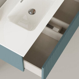 Banyetti Linea Ocean Blue Ribbed Wall Hung Vanity Unit 1000mm X 390mm - thumbnail 4