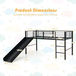 Single Loft Bed Mid Sleeper Bunk Bed W/ Slide & Secure Guardrails - thumbnail 2