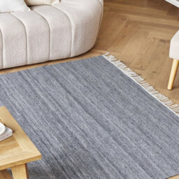 Beliani Grey Recycled Pet Area Rug 160 X 230 Cm Rectangular Indoor-Outdoor With Fringe Durable Easy-Clean - thumbnail 2