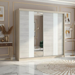 Sliding Door Wardrobe Multi 32 233 Front White Kathult With Mirror Body Sonoma Oak - thumbnail 1