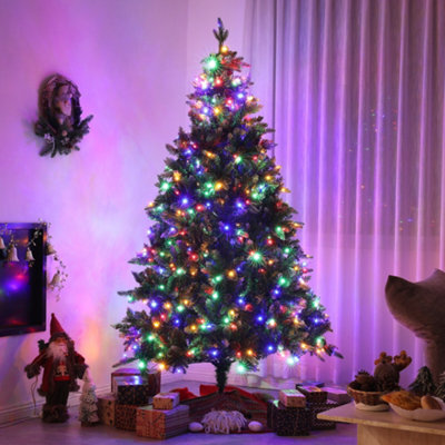 Homcom 6 Ft Artificial Led Christmas Tree With Metal Base, Hinged Branches - image 1