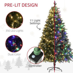 Homcom 6 Ft Artificial Led Christmas Tree With Metal Base, Hinged Branches - thumbnail 5