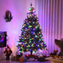 Homcom 6 Ft Artificial Led Christmas Tree With Metal Base, Hinged Branches - thumbnail 1