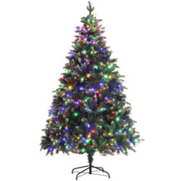 Homcom 6 Ft Artificial Led Christmas Tree With Metal Base, Hinged Branches - thumbnail 2