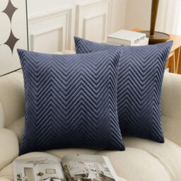 Ameha Charcoal Embossed Velvet Cushion Cover Set Of 2, Breathable Anti Allergic Zip Closure, 18X18 Inch - thumbnail 6