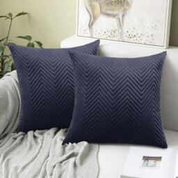 Ameha Charcoal Embossed Velvet Cushion Cover Set Of 2, Breathable Anti Allergic Zip Closure, 18X18 Inch - thumbnail 7