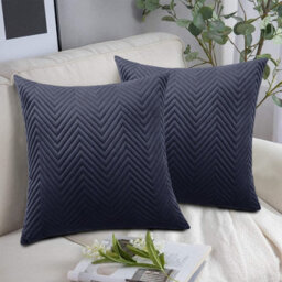 Ameha Charcoal Embossed Velvet Cushion Cover Set Of 2, Breathable Anti Allergic Zip Closure, 18X18 Inch - thumbnail 8