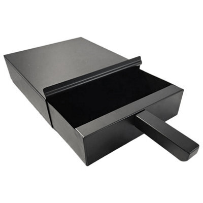 Thorness Black Powder Coated Fireside Metal Square Ash Pan Carrier Box And Shovel Set. - image 1