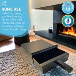 Thorness Black Powder Coated Fireside Metal Square Ash Pan Carrier Box And Shovel Set. - thumbnail 3